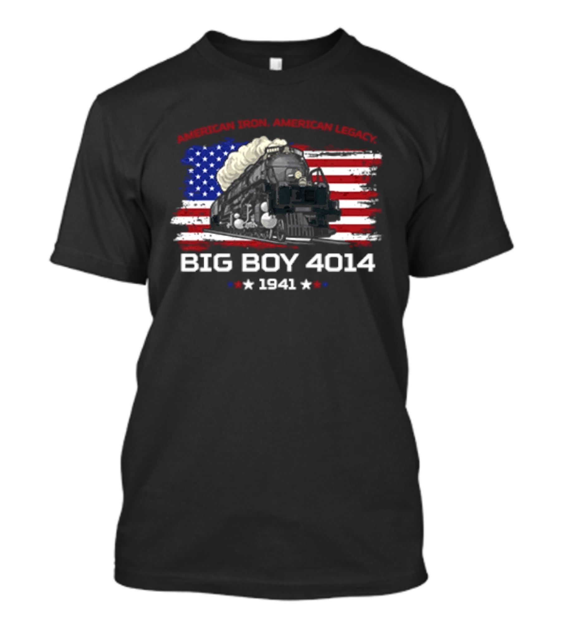Promoting Real American Iron Big Boy 4014 1941 USA Flag Stars Stripes T-Shirt