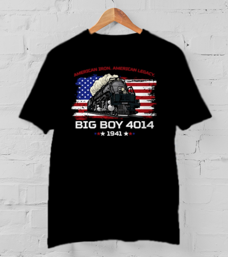 Promoting Real American Iron Big Boy 4014 1941 USA Flag Stars Stripes T-Shirt