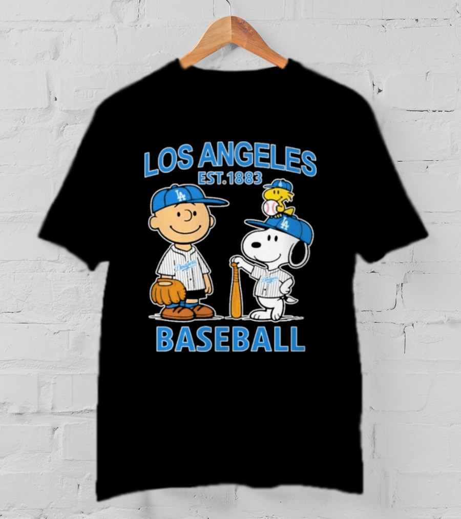 Los Angeles Baseball Est. 1883 Snoopy Woodstock Peanuts Brown T-Shirt