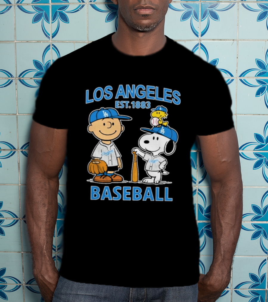 Los Angeles Baseball Est. 1883 Snoopy Woodstock Peanuts Brown T-Shirt