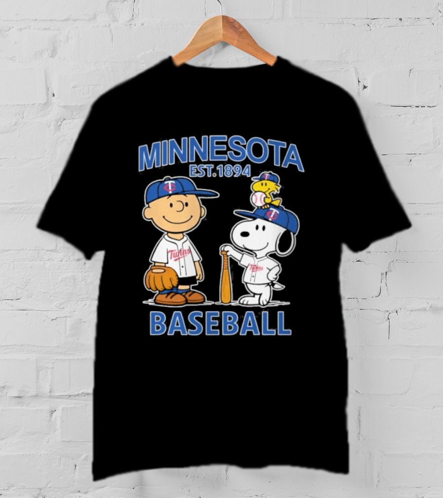 Minnesota Twins Baseball Est 1894 Snoopy Woodstock Charlie Brown T-Shirt