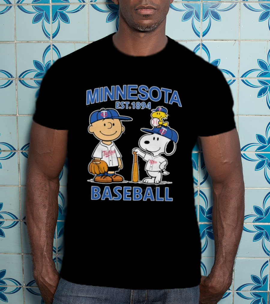 Minnesota Twins Baseball Est 1894 Snoopy Woodstock Charlie Brown T-Shirt