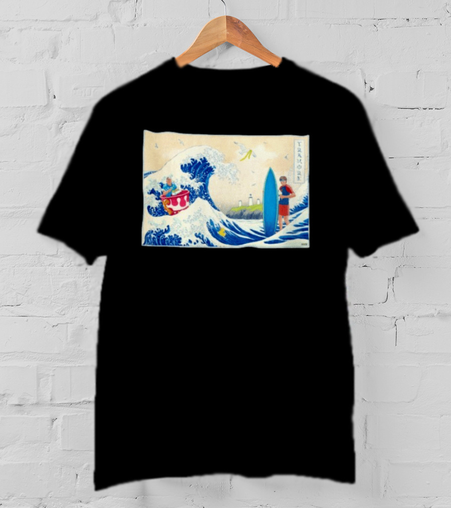 The Great Wave Tramore Surfing Scene Japan Irish Coast Fusion T-Shirt