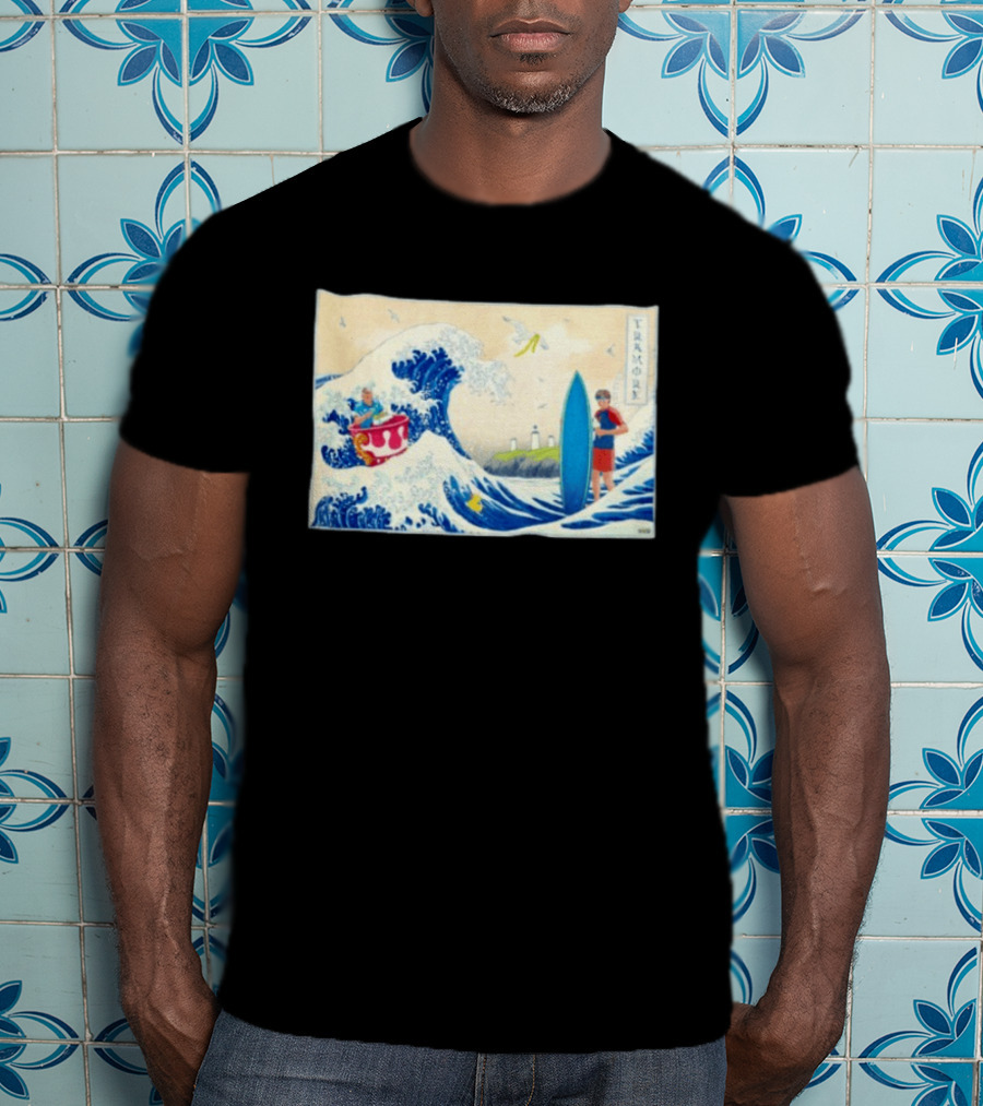 The Great Wave Tramore Surfing Scene Japan Irish Coast Fusion T-Shirt
