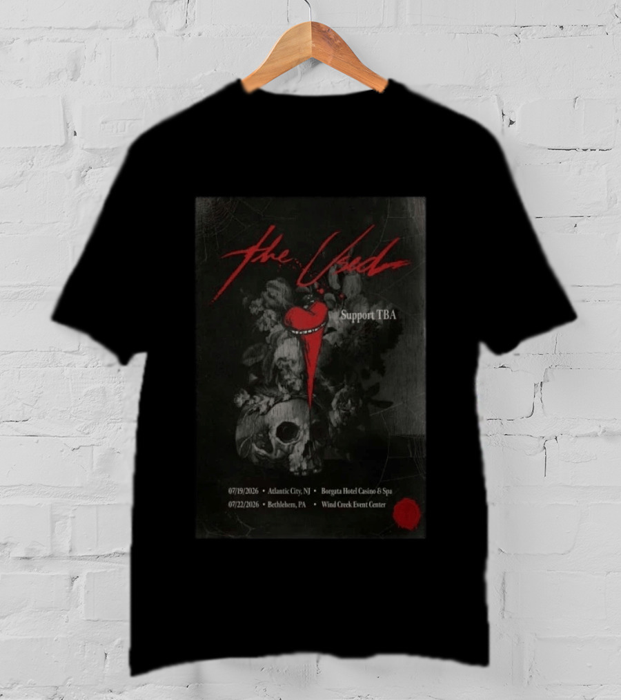 The Used 2026 Tour Atlantic City NJ Borgata Hotel Bethlehem PA Wind Creek Event Center T-Shirt