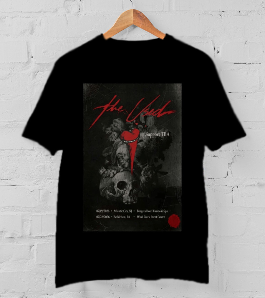The Used Summer 2026 Atlantic City Borgata Bethlehem Wind Creek Shows Skull Heart T-Shirt