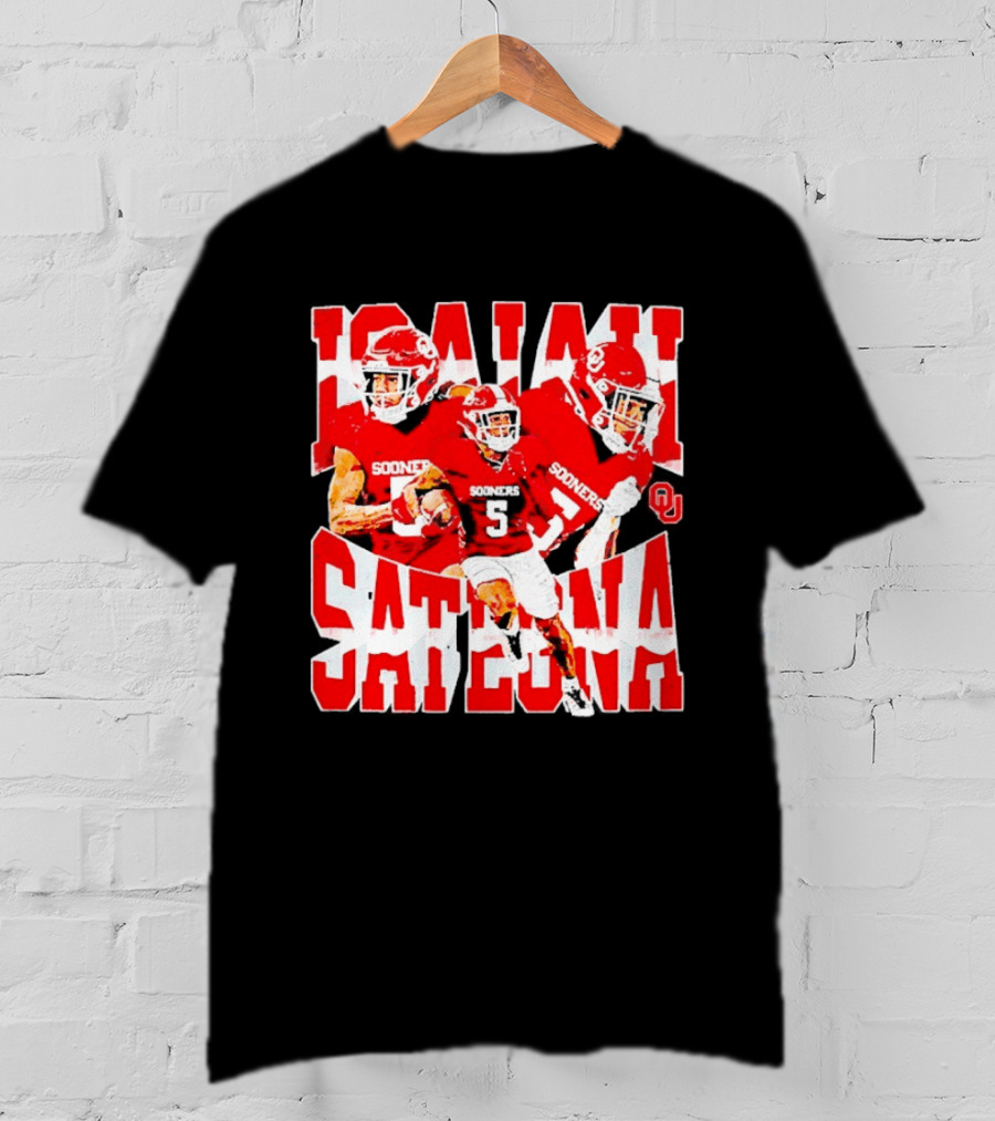 Isaiah Sategna Oklahoma Sooners 3 NCAA Football Collage T-Shirt