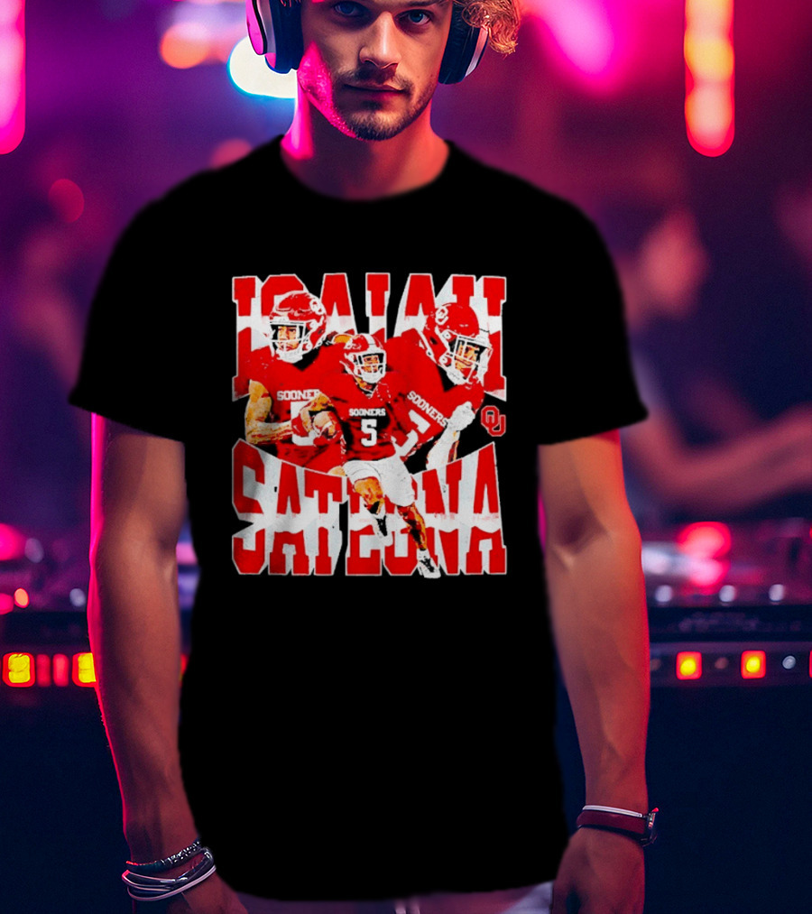 Isaiah Sategna Oklahoma Sooners 3 NCAA Football Collage T-Shirt