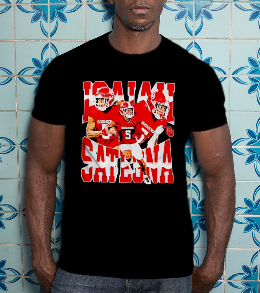 Isaiah Sategna Oklahoma Sooners 3 NCAA Football Collage T-Shirt
