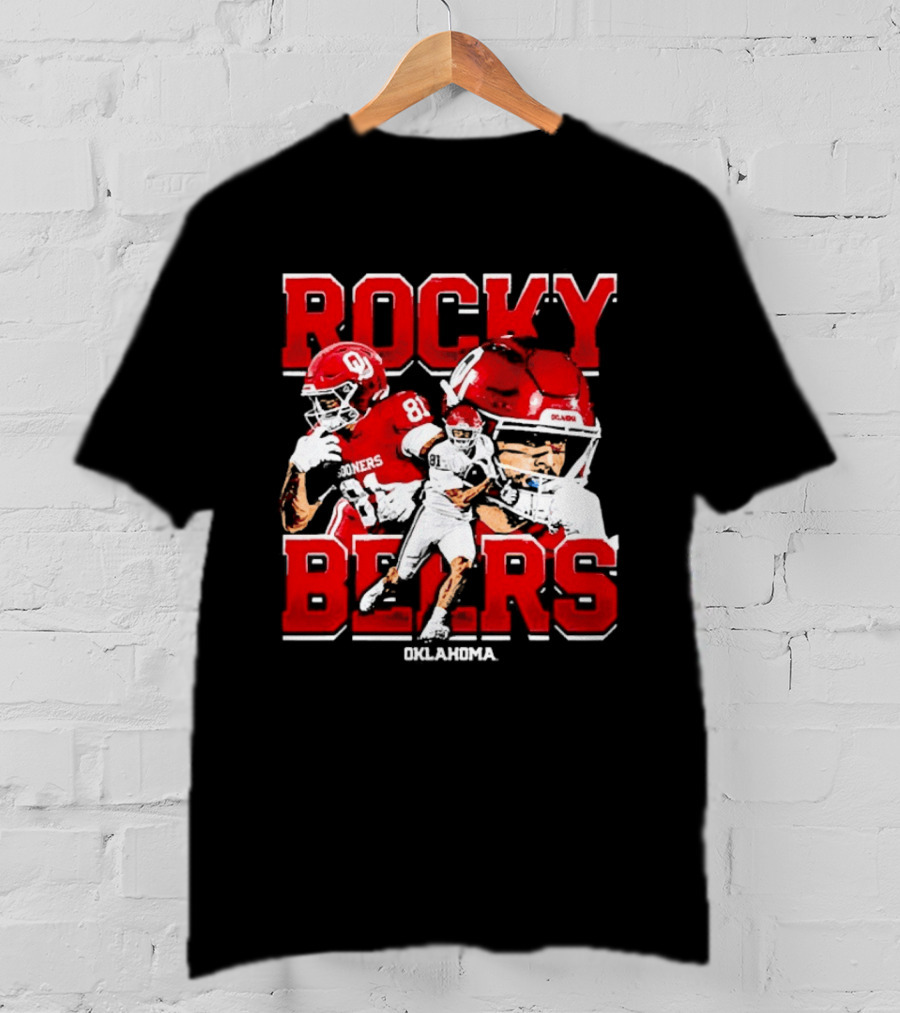 Rocky Beers Oklahoma Sooners Football Collage With NCAA Players And Helmets T-Shirt