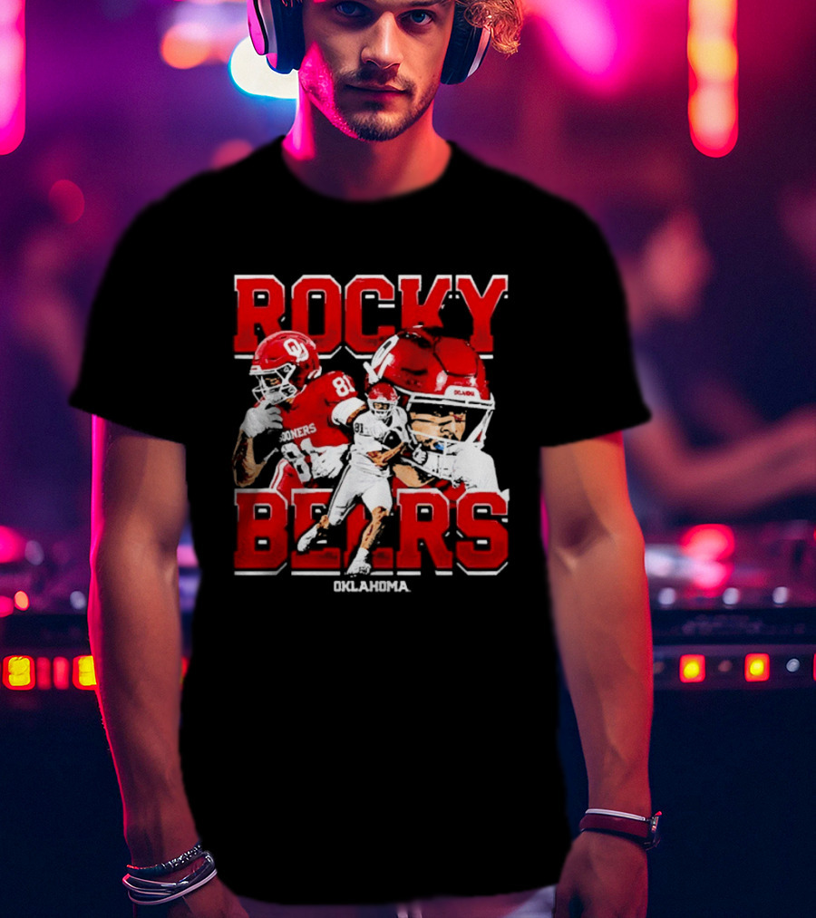 Rocky Beers Oklahoma Sooners Football Collage With NCAA Players And Helmets T-Shirt
