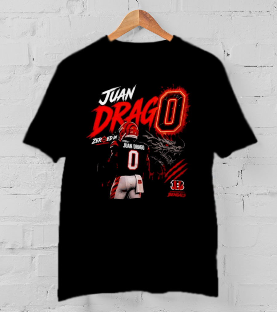 Juan Drago 0 Cincinnati Bengals Dragon Claw Football T-Shirt