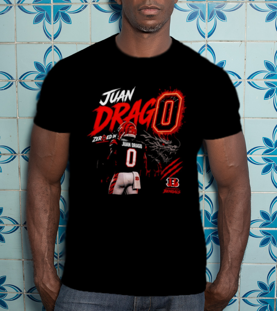 Juan Drago 0 Cincinnati Bengals Dragon Claw Football T-Shirt