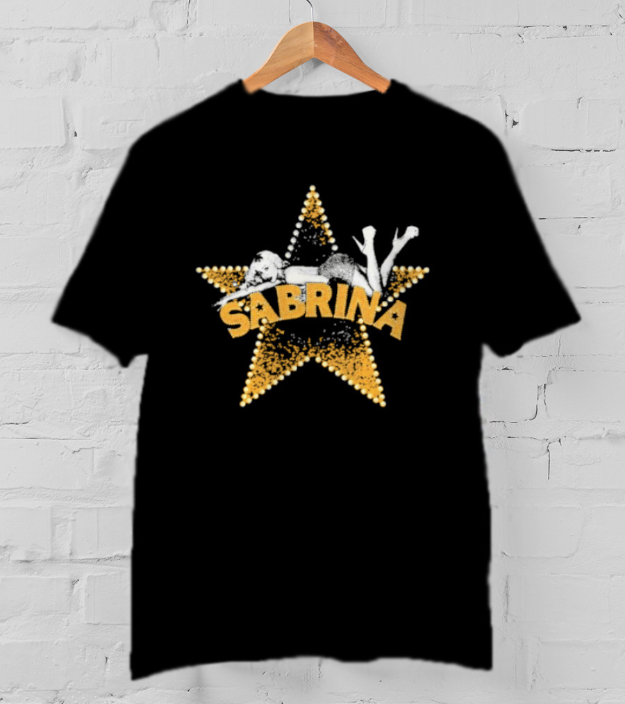 Sabrina Yellow Star With White Outline And Figure T-Shirt