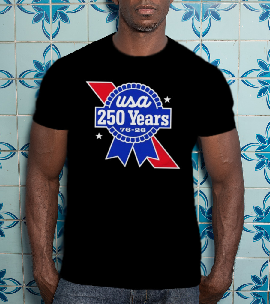 USA 250 Years Blue Ribbon 76 26 Celebration Stars T-Shirt