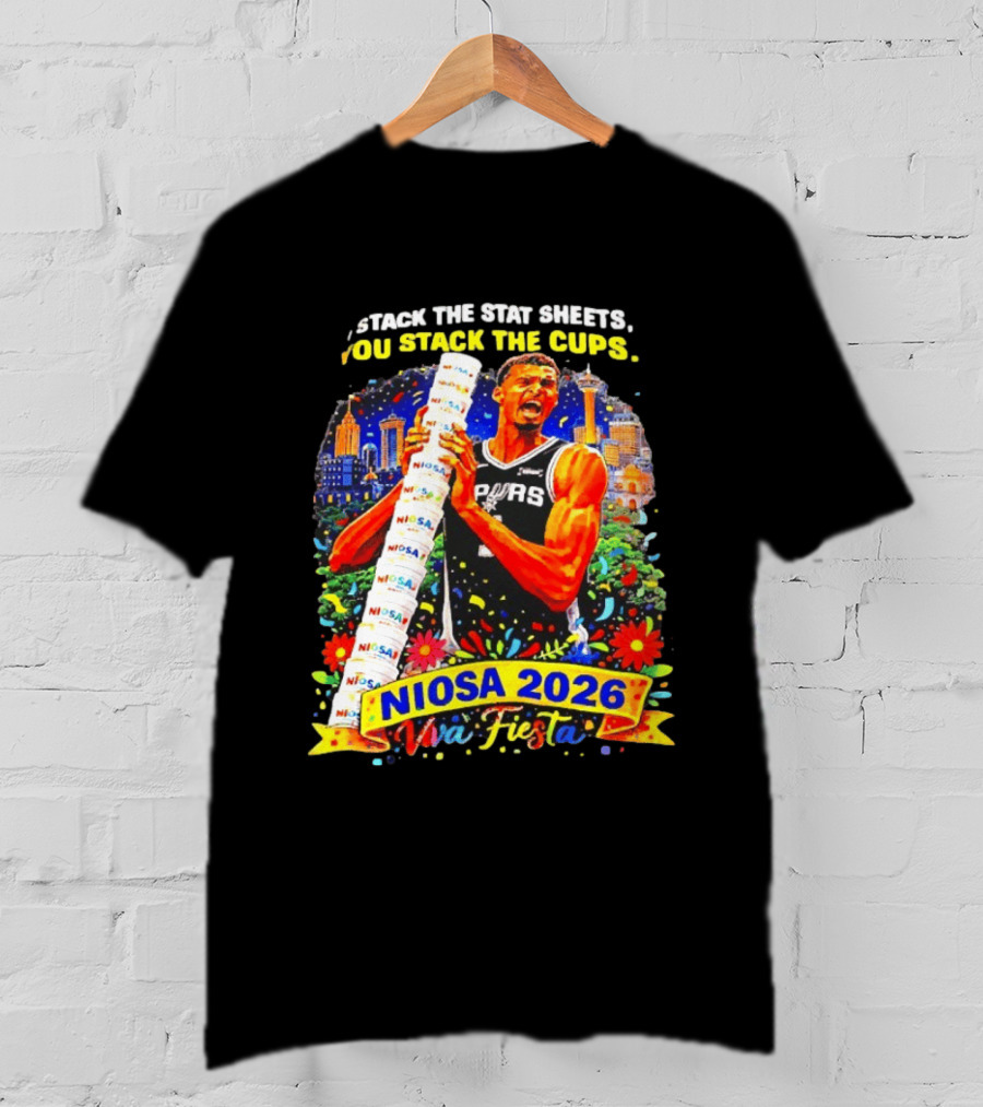 Victor Wembanyama Spurs NIOSA 2026 Viva Fiesta Stack The Stat Sheets T-Shirt
