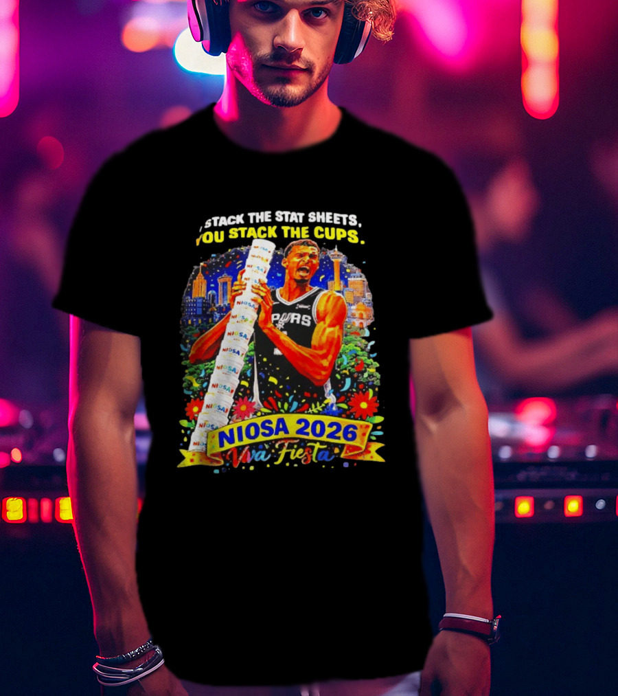 Victor Wembanyama Spurs NIOSA 2026 Viva Fiesta Stack The Stat Sheets T-Shirt