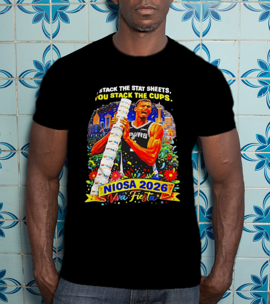 Victor Wembanyama Spurs NIOSA 2026 Viva Fiesta Stack The Stat Sheets T-Shirt
