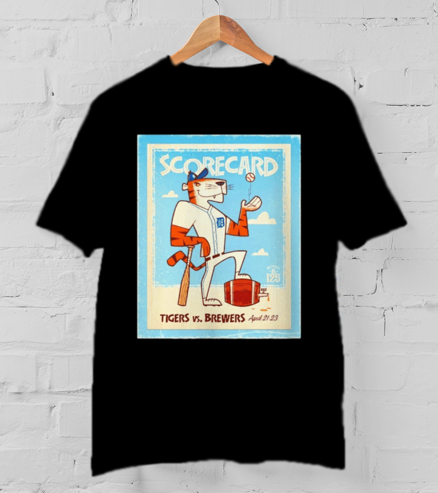 Scorecard Tigers Vs Brewers April 21 23 Retro 125 T-Shirt