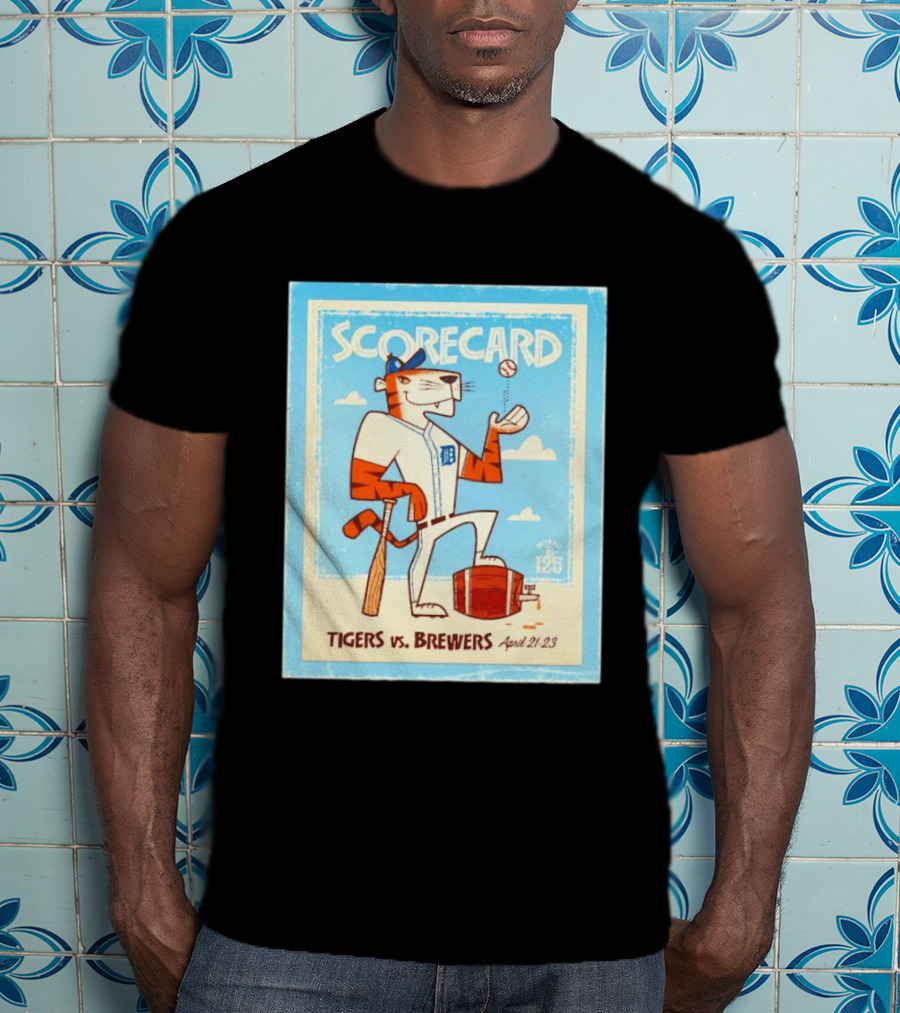 Scorecard Tigers Vs Brewers April 21 23 Retro 125 T-Shirt