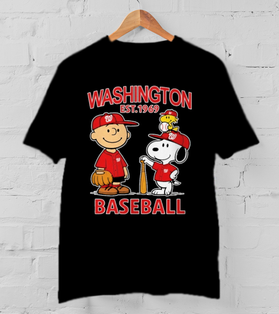 Washington Est. 1969 Snoopy Woodstock Baseball Redcaps T-Shirt