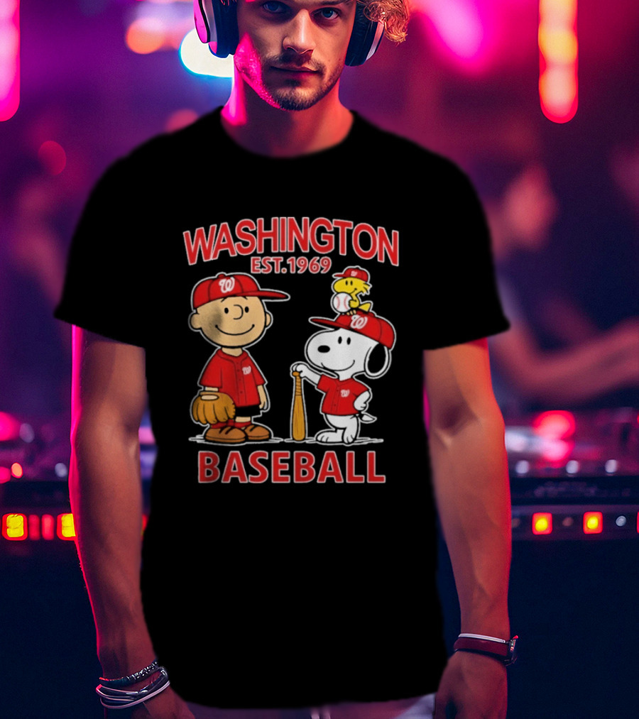 Washington Est. 1969 Snoopy Woodstock Baseball Redcaps T-Shirt