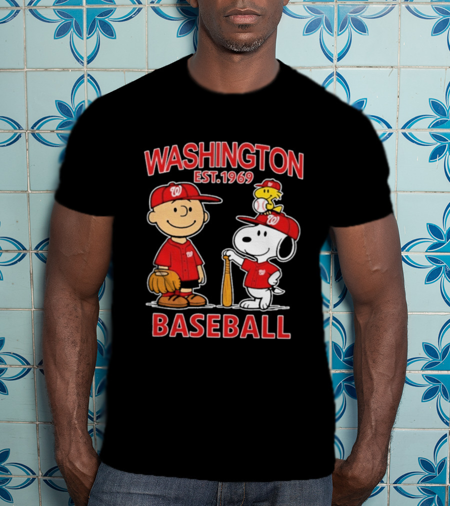 Washington Est. 1969 Snoopy Woodstock Baseball Redcaps T-Shirt