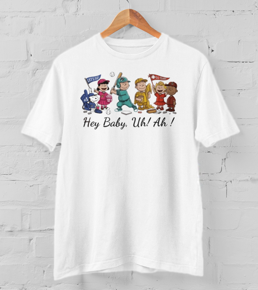 Peanuts Characters Banana Ball Hey Baby Uh Ah Baseball T-Shirt