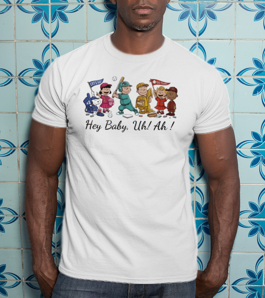 Peanuts Characters Banana Ball Hey Baby Uh Ah Baseball T-Shirt