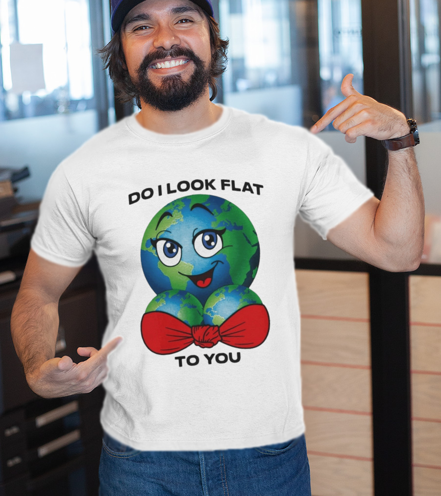 Do I Look Flat To You Earth Cartoon With Red Bowtie T-Shirt