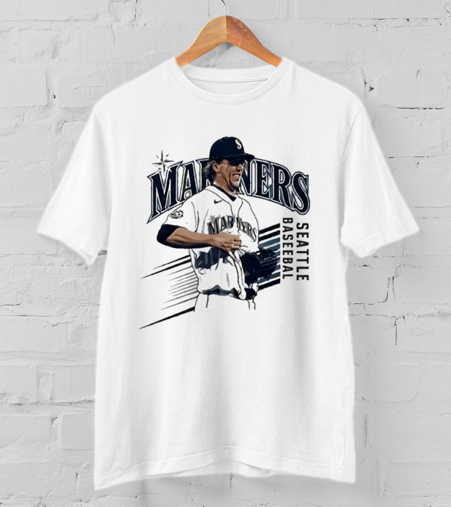 Seattle Mariners Logan Gilbert Pitcher Catches Ball Baseball T-Shirt