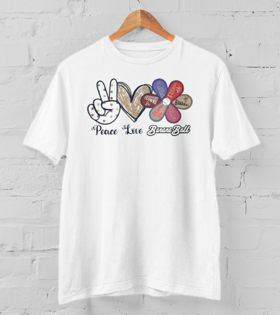 Peace Love Banana Ball 2026 Flower Power T-Shirt