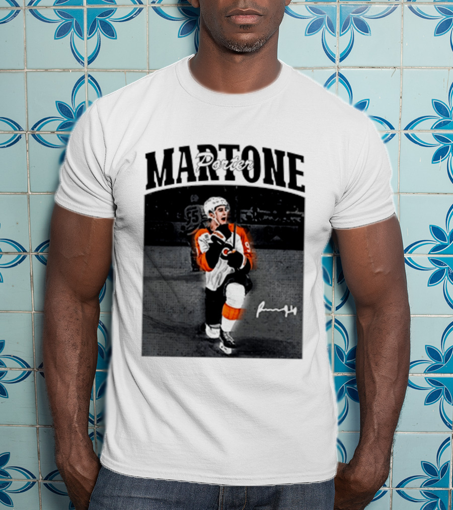 Porter Martone Fly Hockey Celebration With Signature T-Shirt