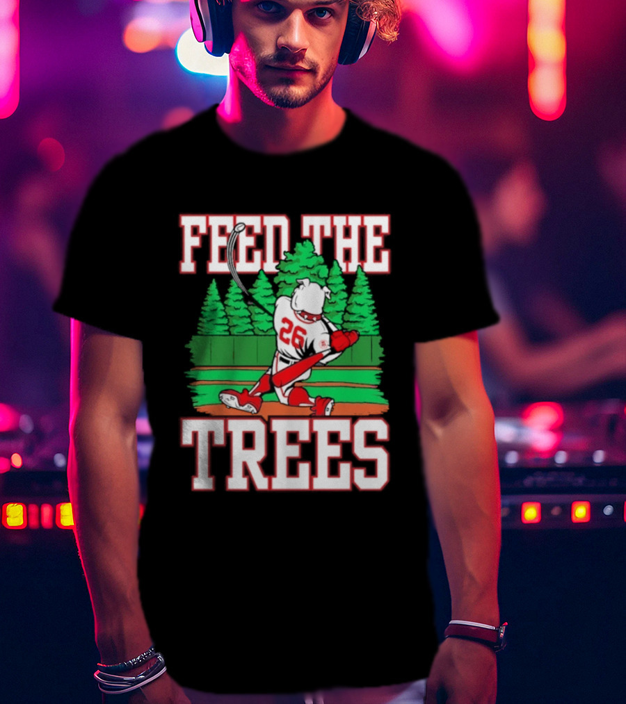 Georgia Bulldogs Feed The Trees Baseball 26 Player Swinging Bat T-Shirt