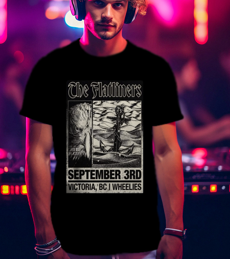 The Flatliners September 3rd Victoria BC Wheelies Eagle Anchor T-Shirt