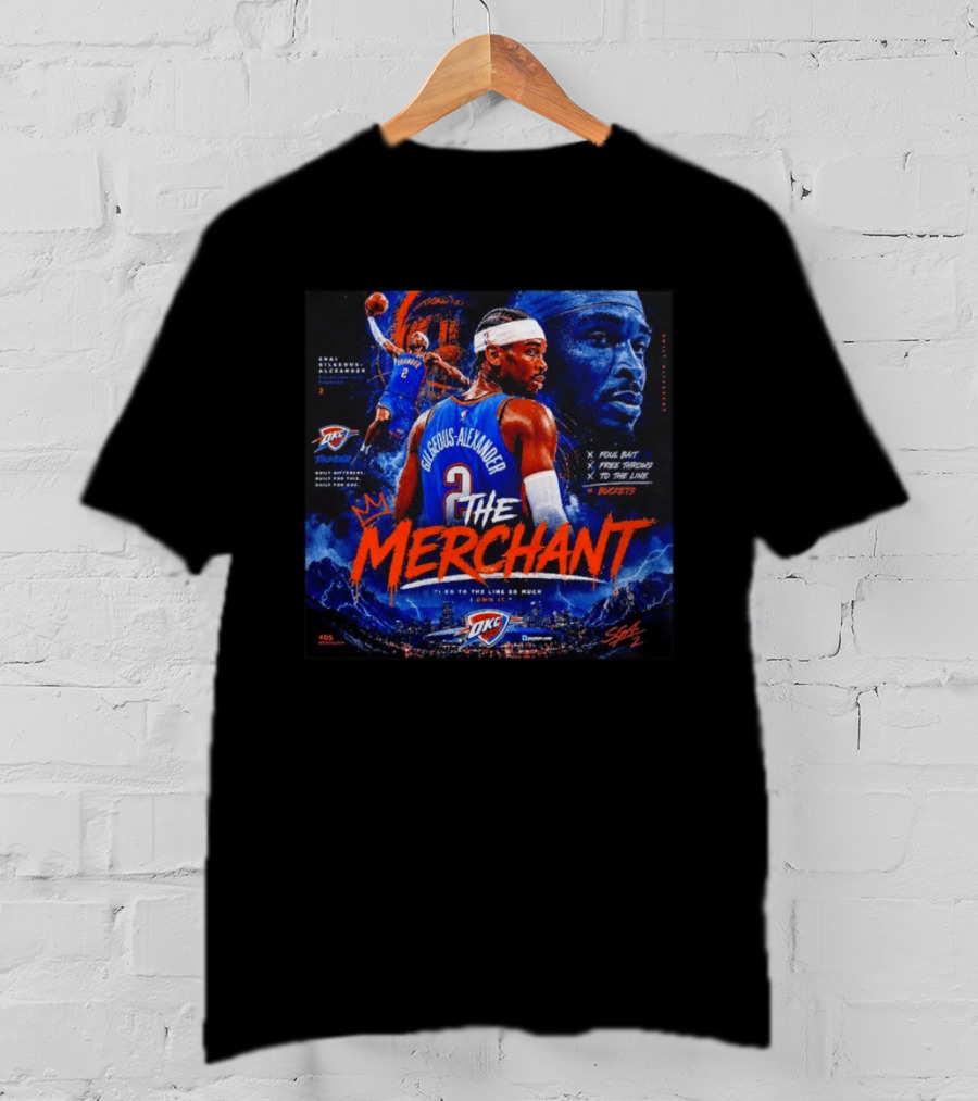 Shai Gilgeous Alexander The Merchant Oklahoma City Thunder Buckets Collage T-Shirt