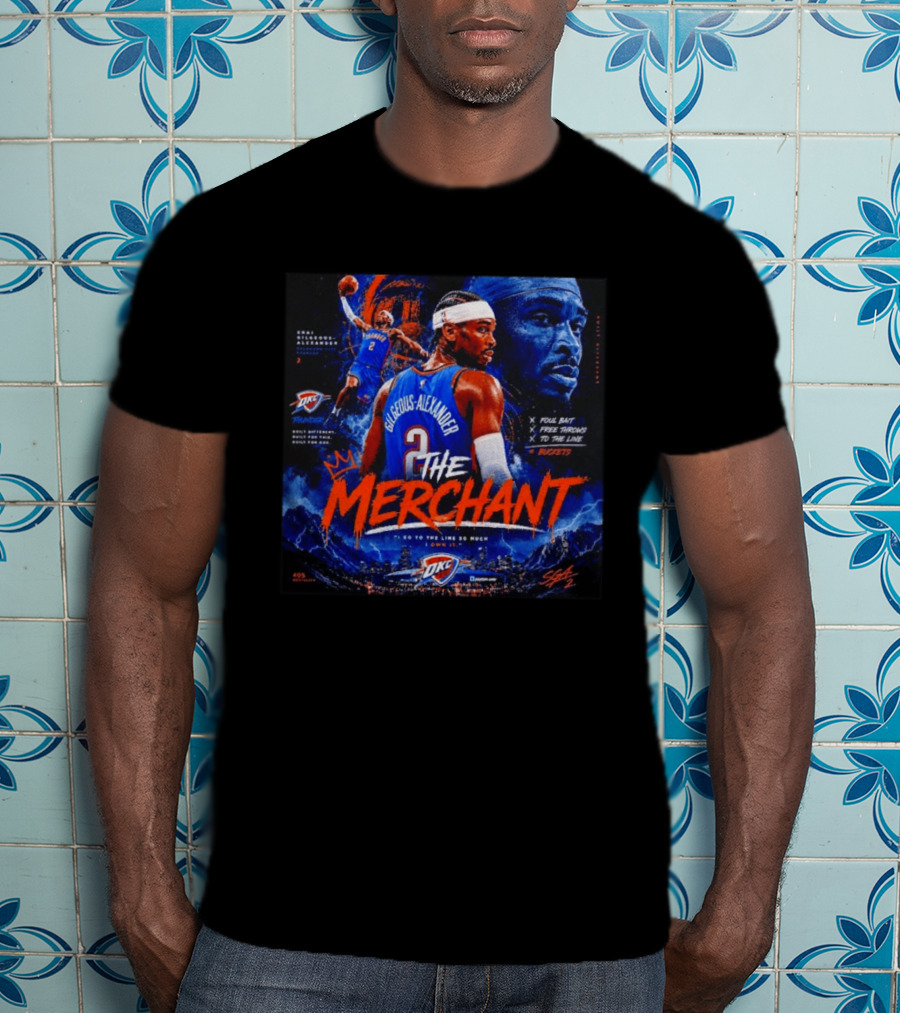 Shai Gilgeous Alexander The Merchant Oklahoma City Thunder Buckets Collage T-Shirt