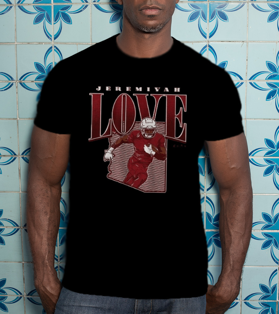 Jeremiyah Love Football Player Red State Star Remix T-Shirt