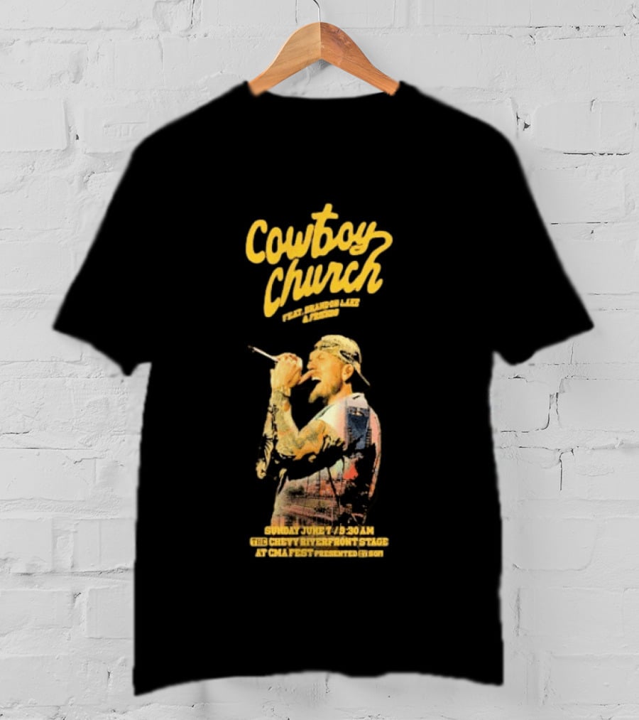 Cowboy Church Brandon Lake Sunday June 7 2026 Chevy Riverfront Stage CMA Fest Nashville T-Shirt