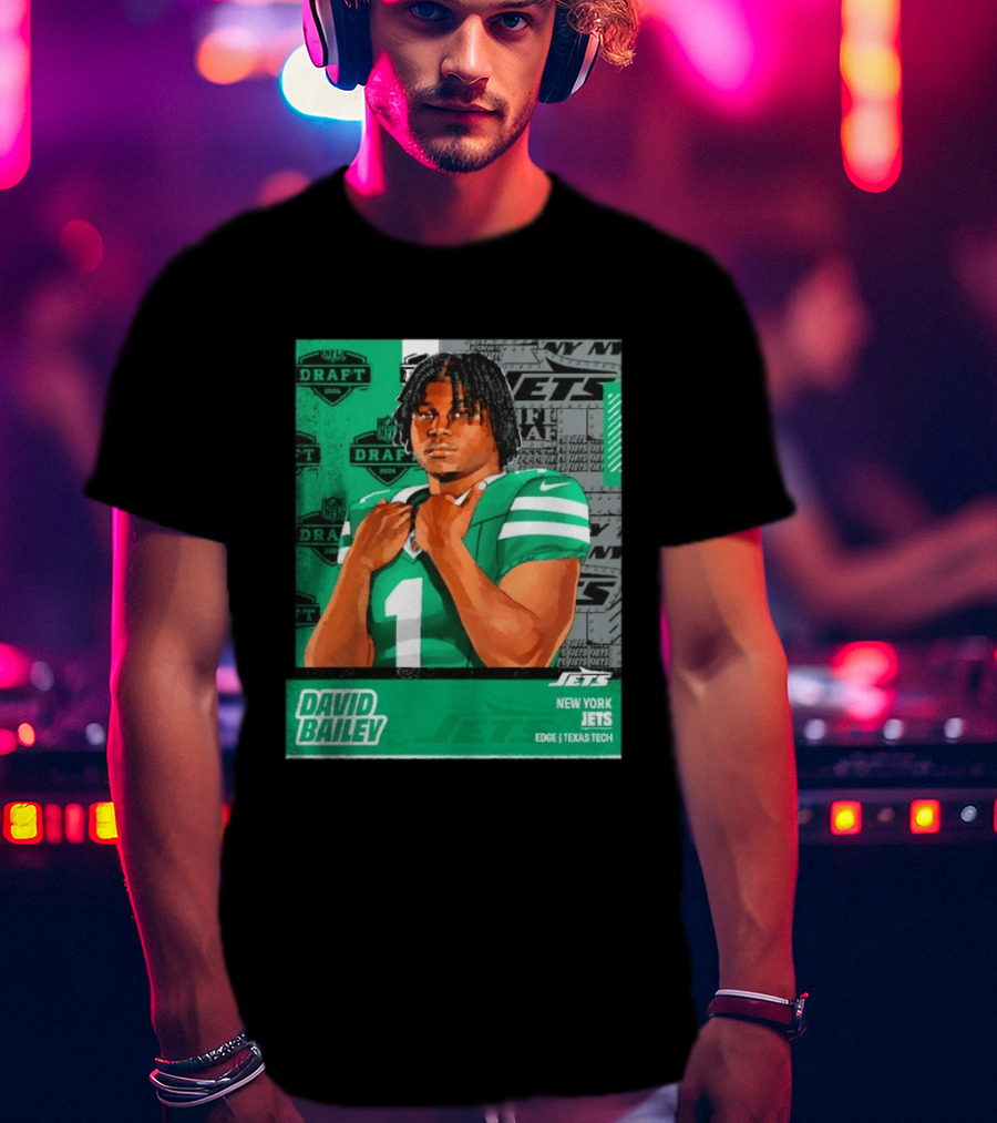David Bailey New York Jets 2026 Draft Texas Tech Edge T-Shirt