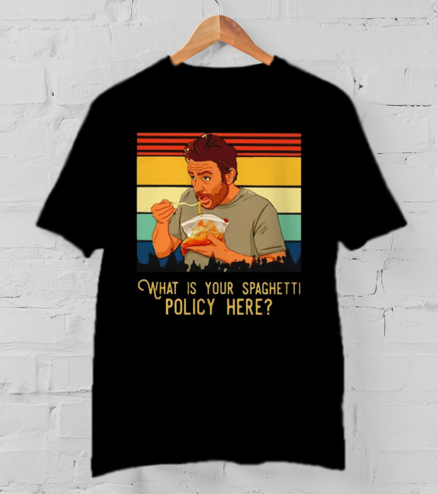 Charlie Eating Spaghetti With Retro Stripes What Is Your Spaghetti Policy Here T-Shirt