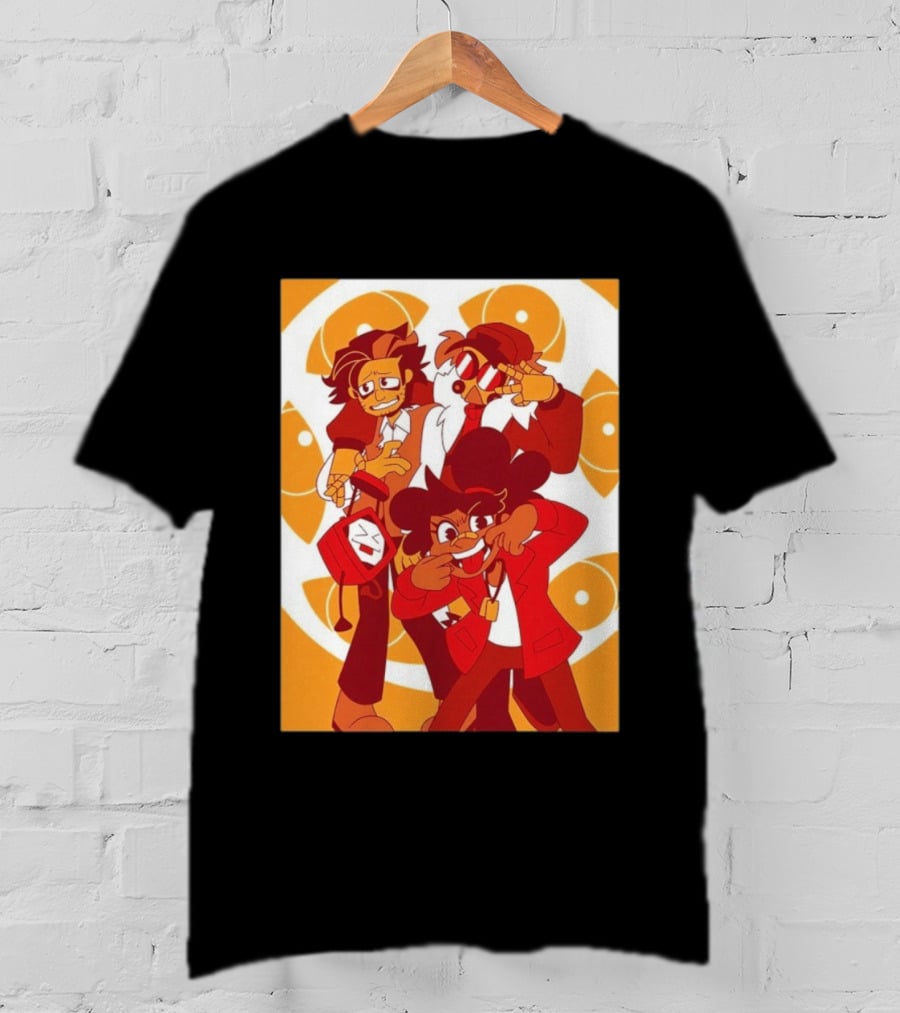 Epilogue Mural Red And White Cartoon Characters With Unique Hairstyles And Outfits T-Shirt