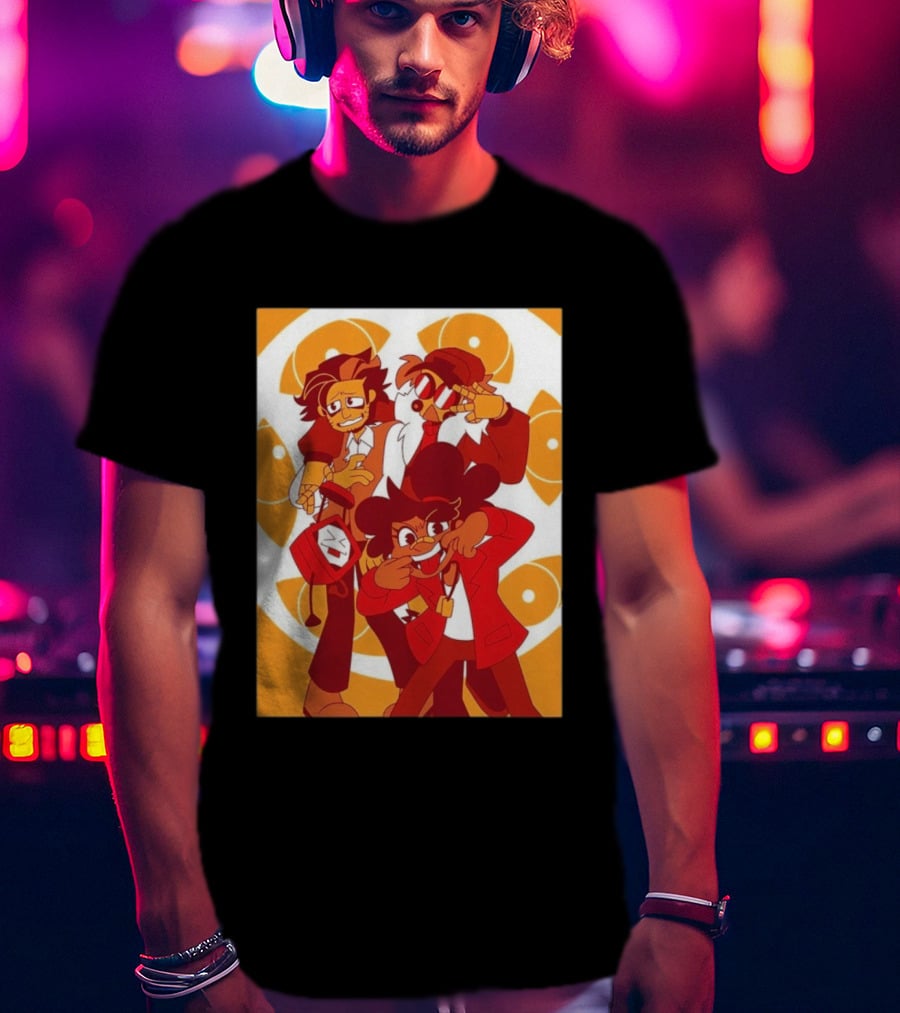 Epilogue Mural Red And White Cartoon Characters With Unique Hairstyles And Outfits T-Shirt