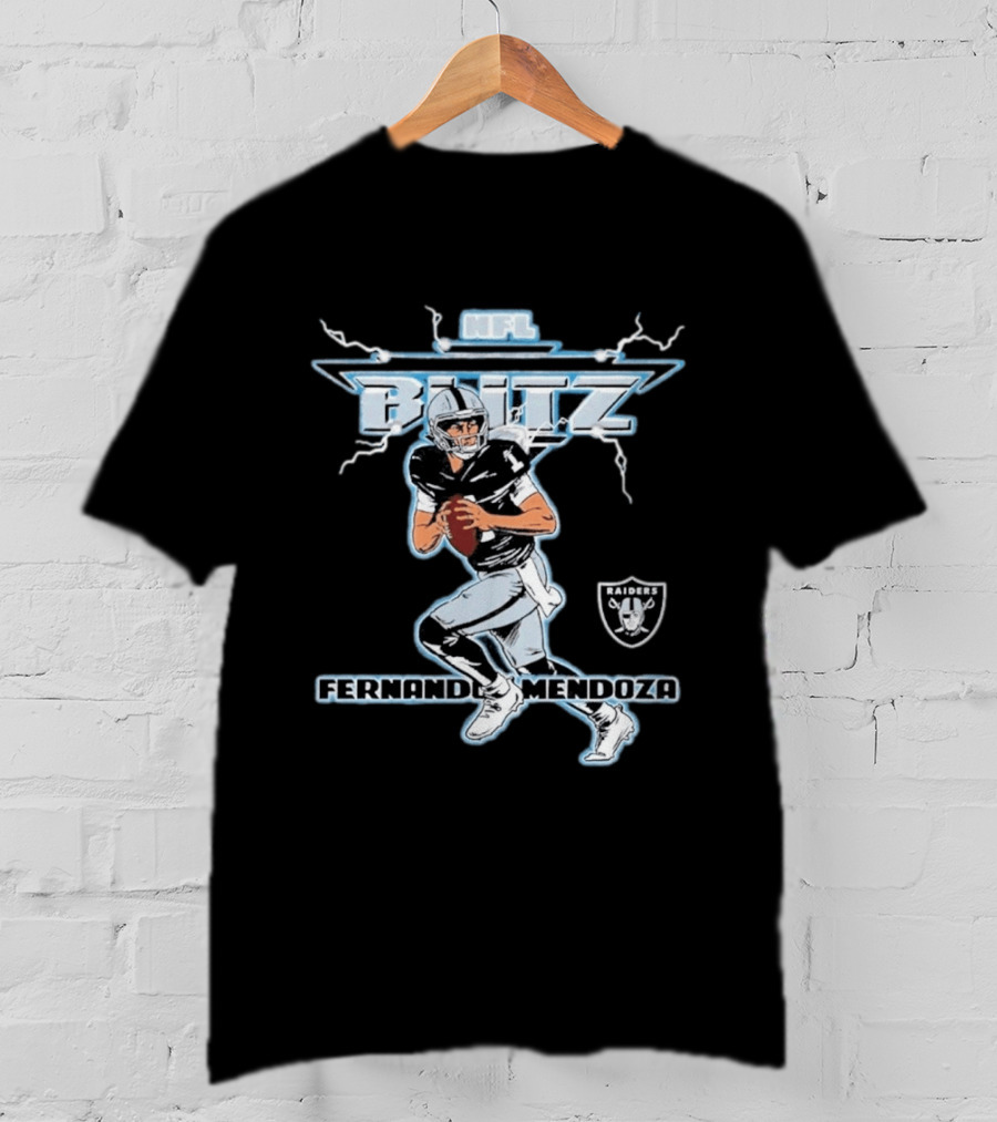 NFL Blitz Fernando Mendoza Raiders Football 2026 Draft Pick Player T-Shirt