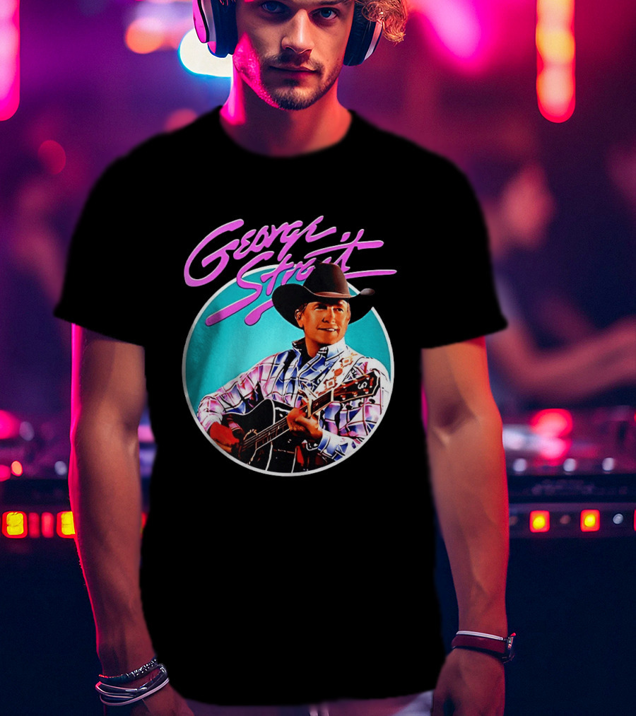 George Strait Country Music Legend Cowboy Hat And Guitar T-Shirt