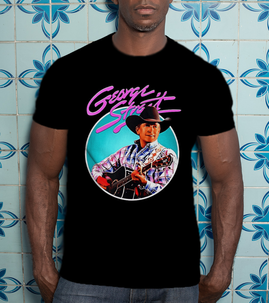 George Strait Country Music Legend Cowboy Hat And Guitar T-Shirt