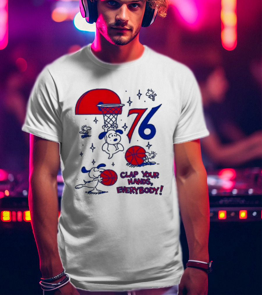 Ghost Bongo Sixers 76 Clap Your Hands Everybody Basketball Stars T-Shirt