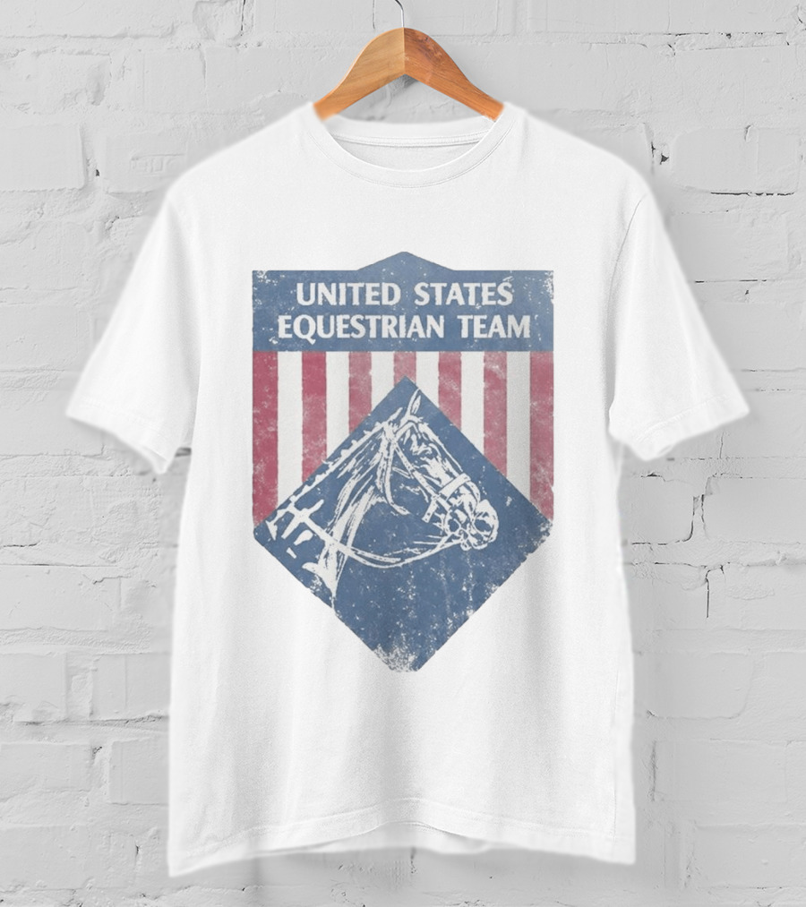 United States Equestrian Team Vintage Horse Graphic Stripes T-Shirt
