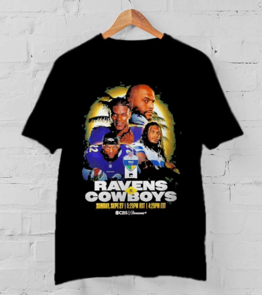 Rio Game 2026 Baltimore Ravens Vs Dallas Cowboys September 27 Matchup Sunday 1 P.M. BRT T-Shirt
