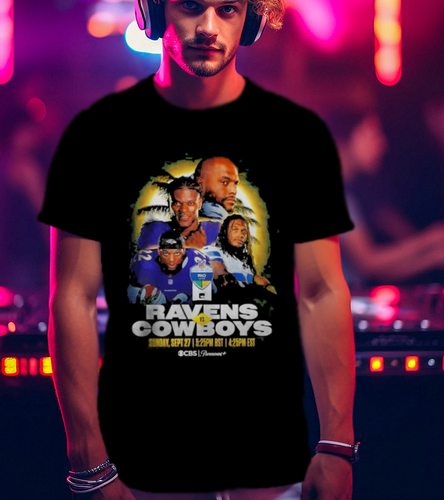 Rio Game 2026 Baltimore Ravens Vs Dallas Cowboys September 27 Matchup Sunday 1 P.M. BRT T-Shirt